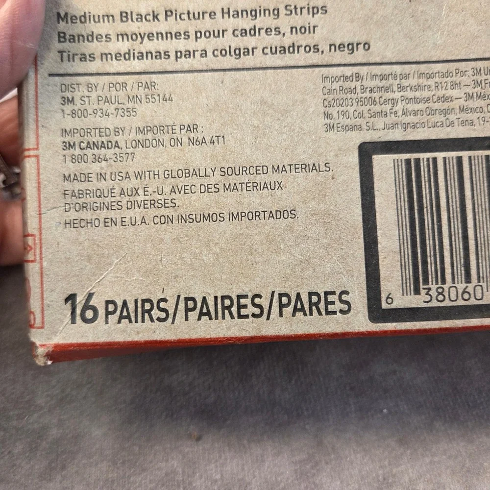 Command Medium Picture Hanging Strips Black 16 Pairs PH204BLK-16NA Damage Free